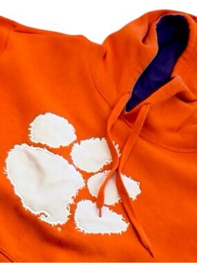 Clemson Tigers Hoodie Mens S Orange NCAA Football Paw Logo Pullover E5 Graphic
